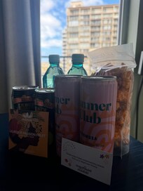 Complimentary snacks & drinks.