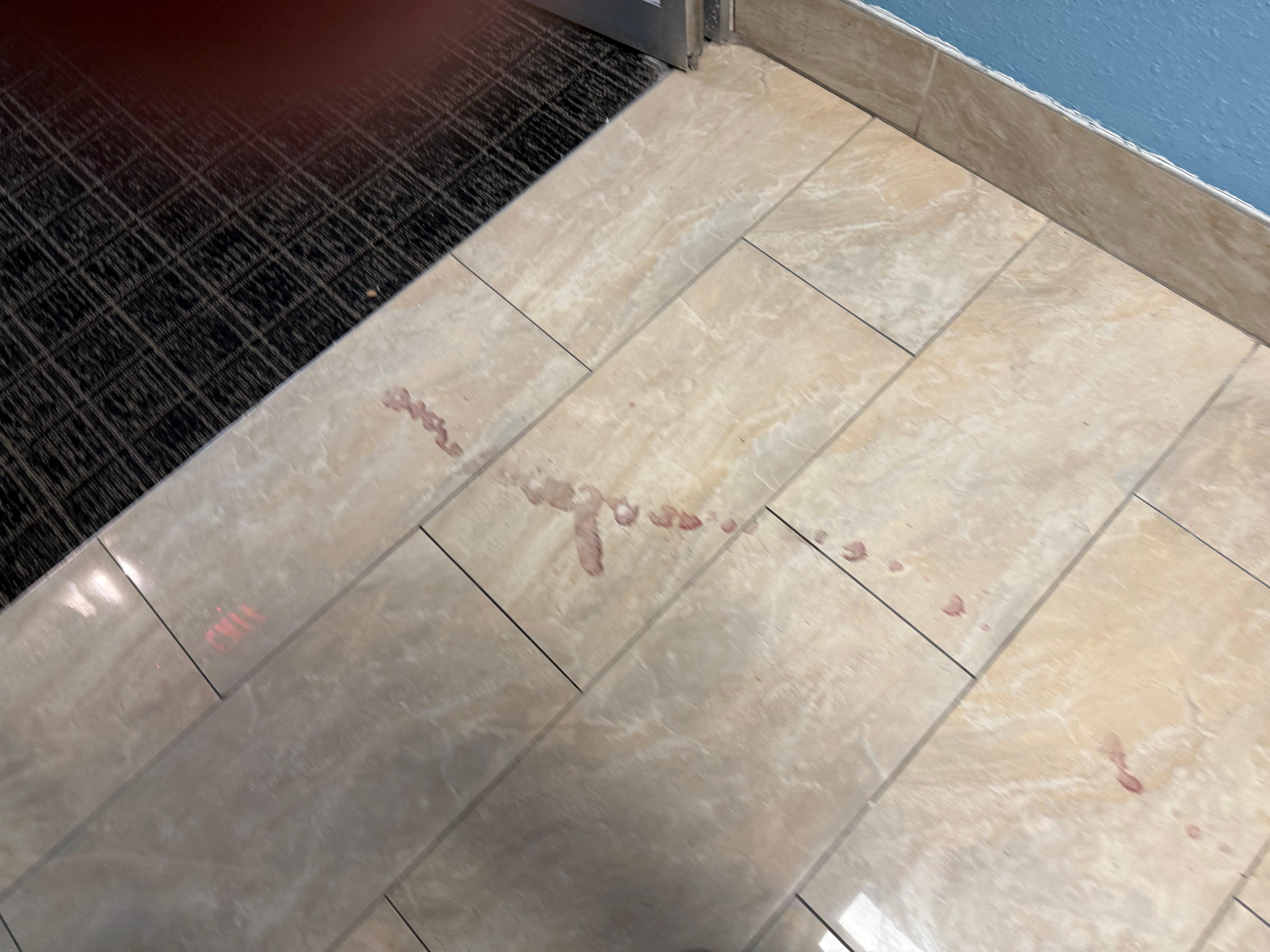 Looks like blood on the floor 