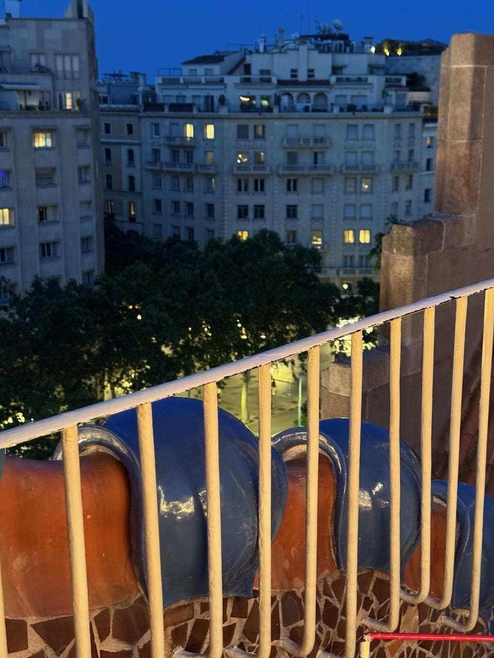 From the rooftop of the Casa Batllo--there's the apartment!! Rooftop concerts at night during summer--book tickets early.