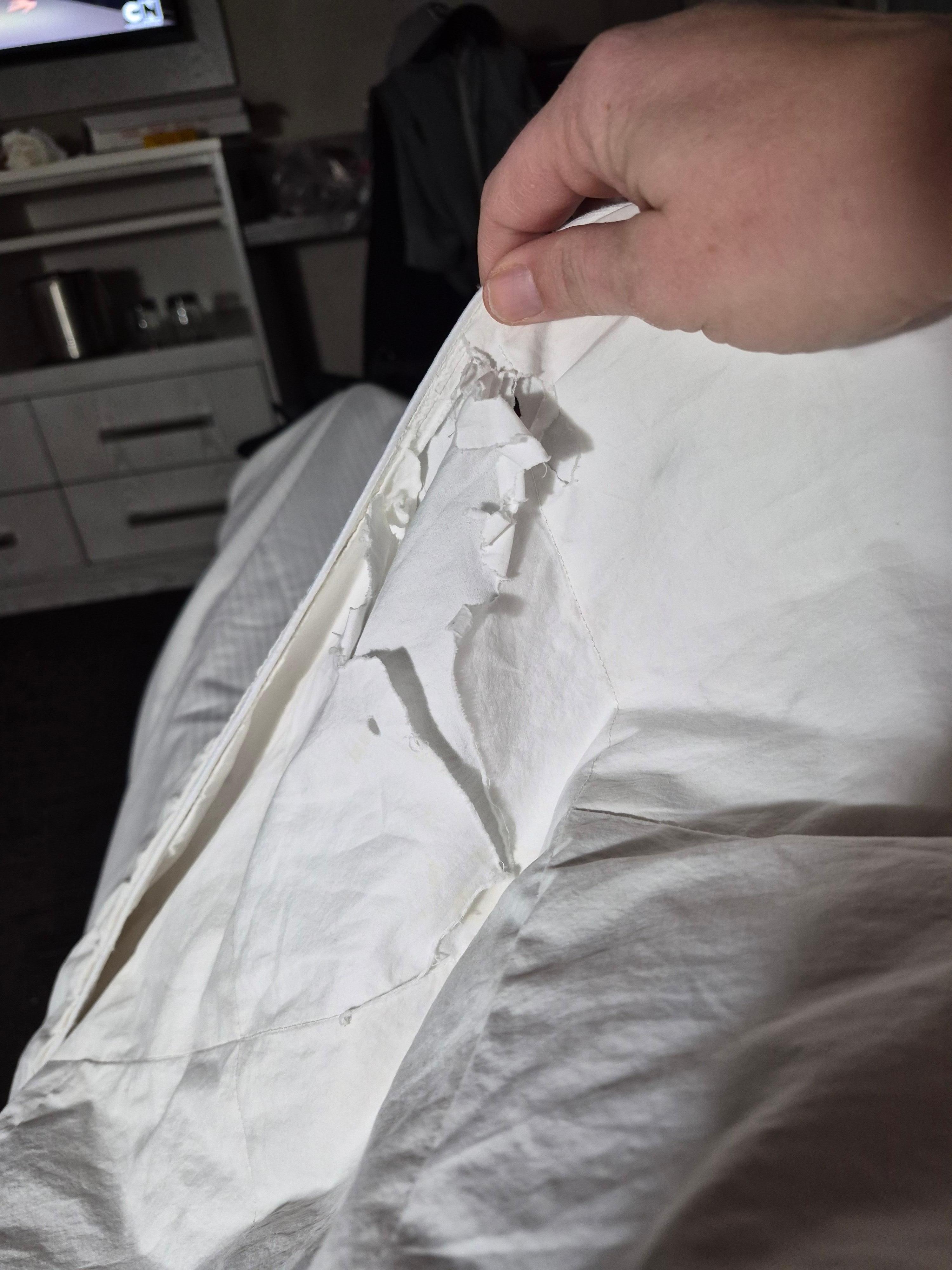 This was my blanket on my bed   a big hole in it. 