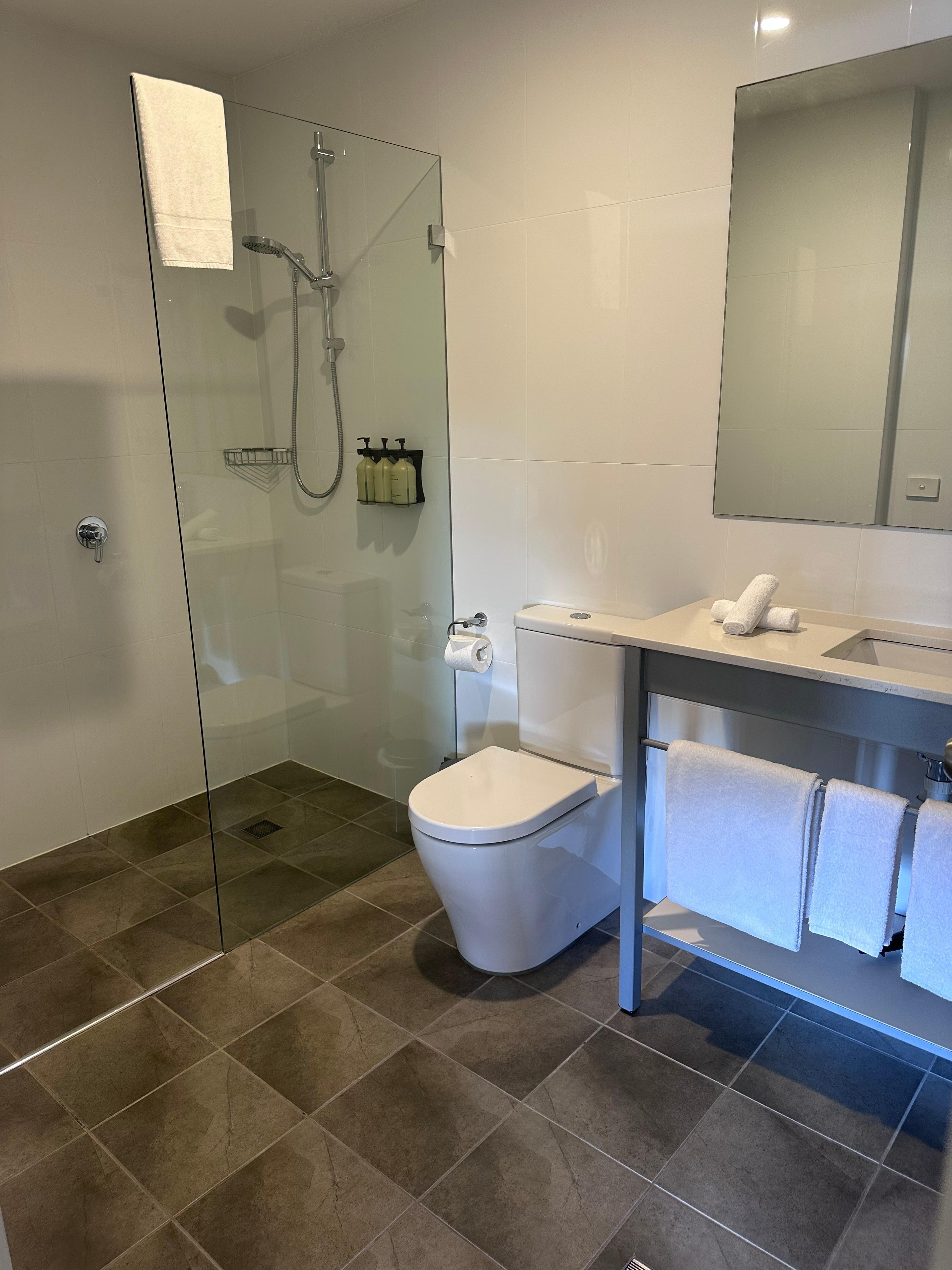 Bathroom but not with a bath 