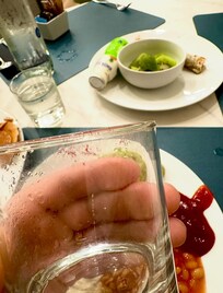 This was a “fresh clean glass” that was brought to us at breakfast with lip stick residue