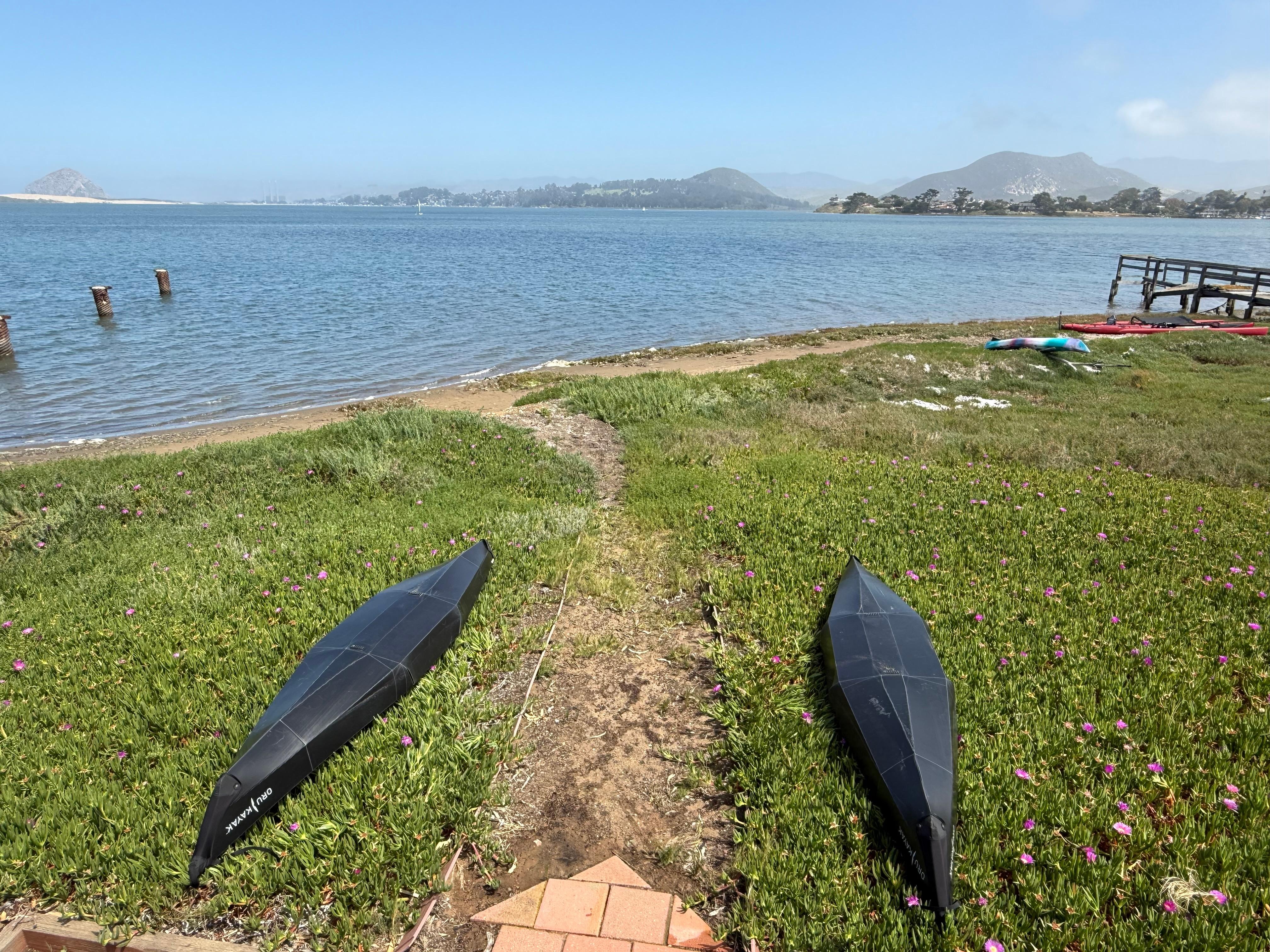 Kayaks in front of the cottage 