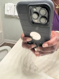 Toothpaste covered mirror