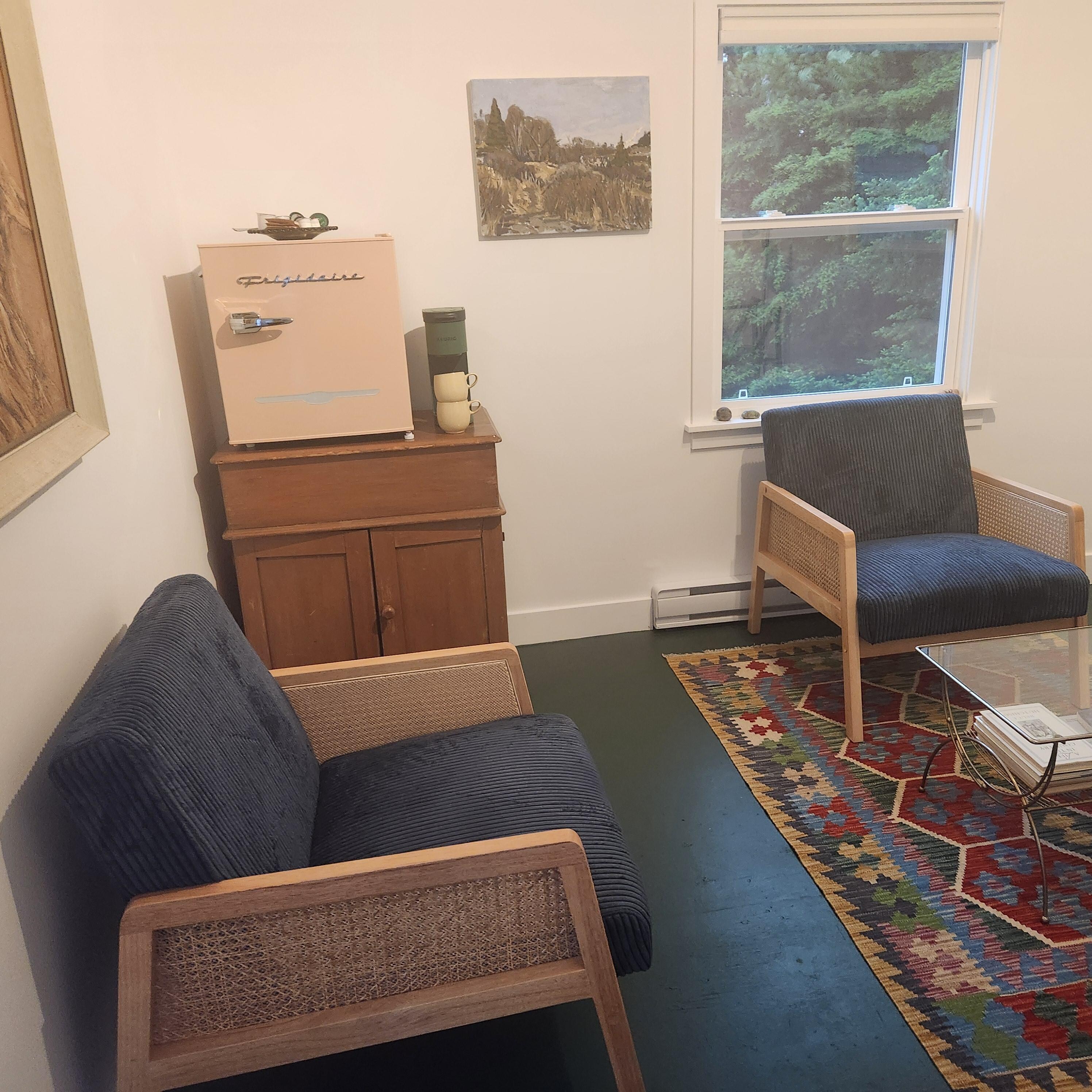Small fridge and coffee machine 