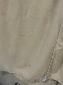 Towels at check in, marked and stained.