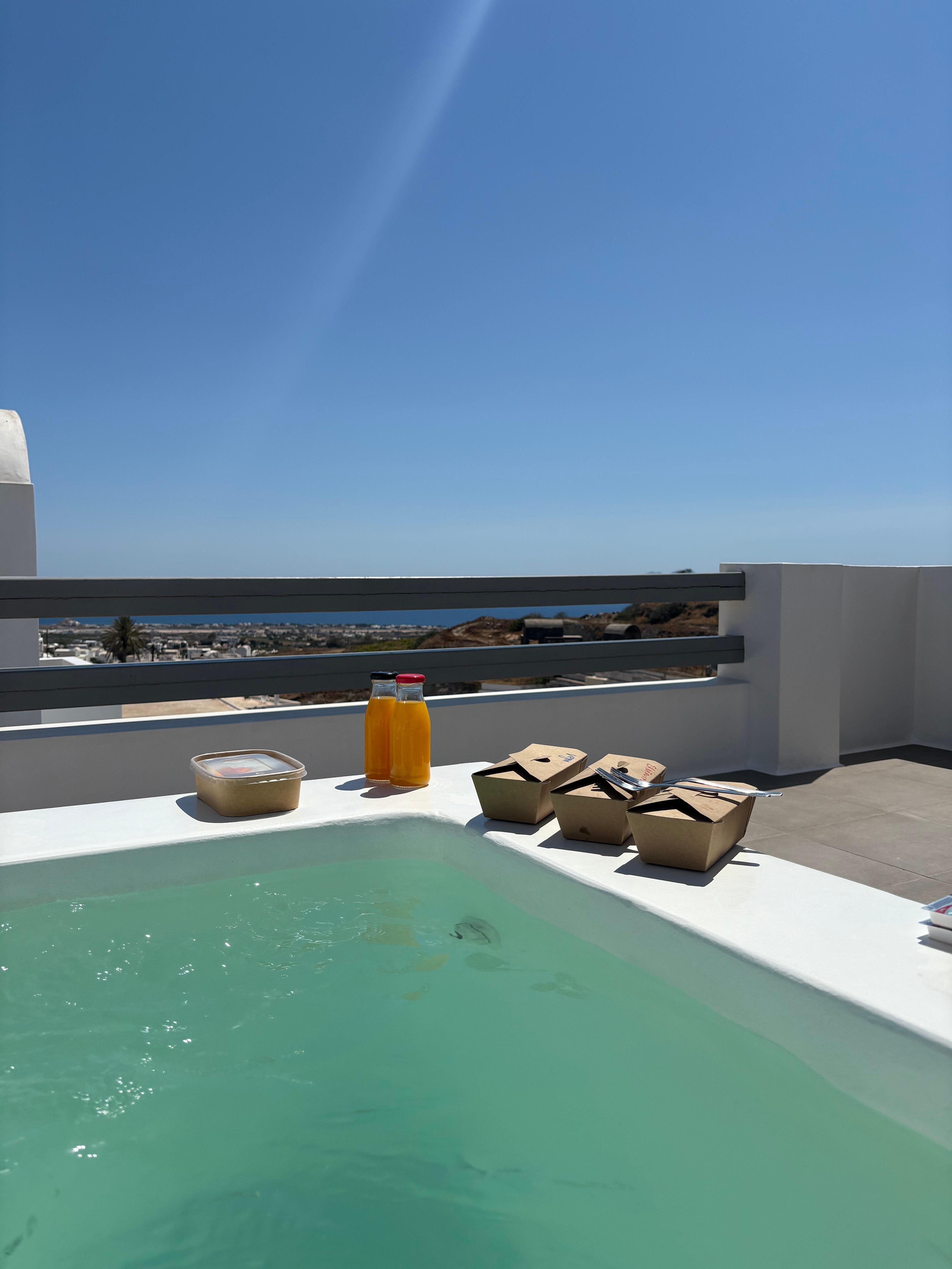 The view from the jacuzzi with breakfast delivered at our door 
