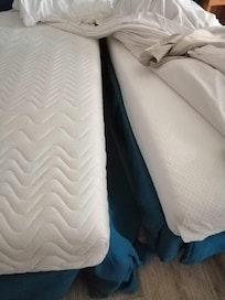 The bed that was uncomfortable and simply split apart multiple times during the night.