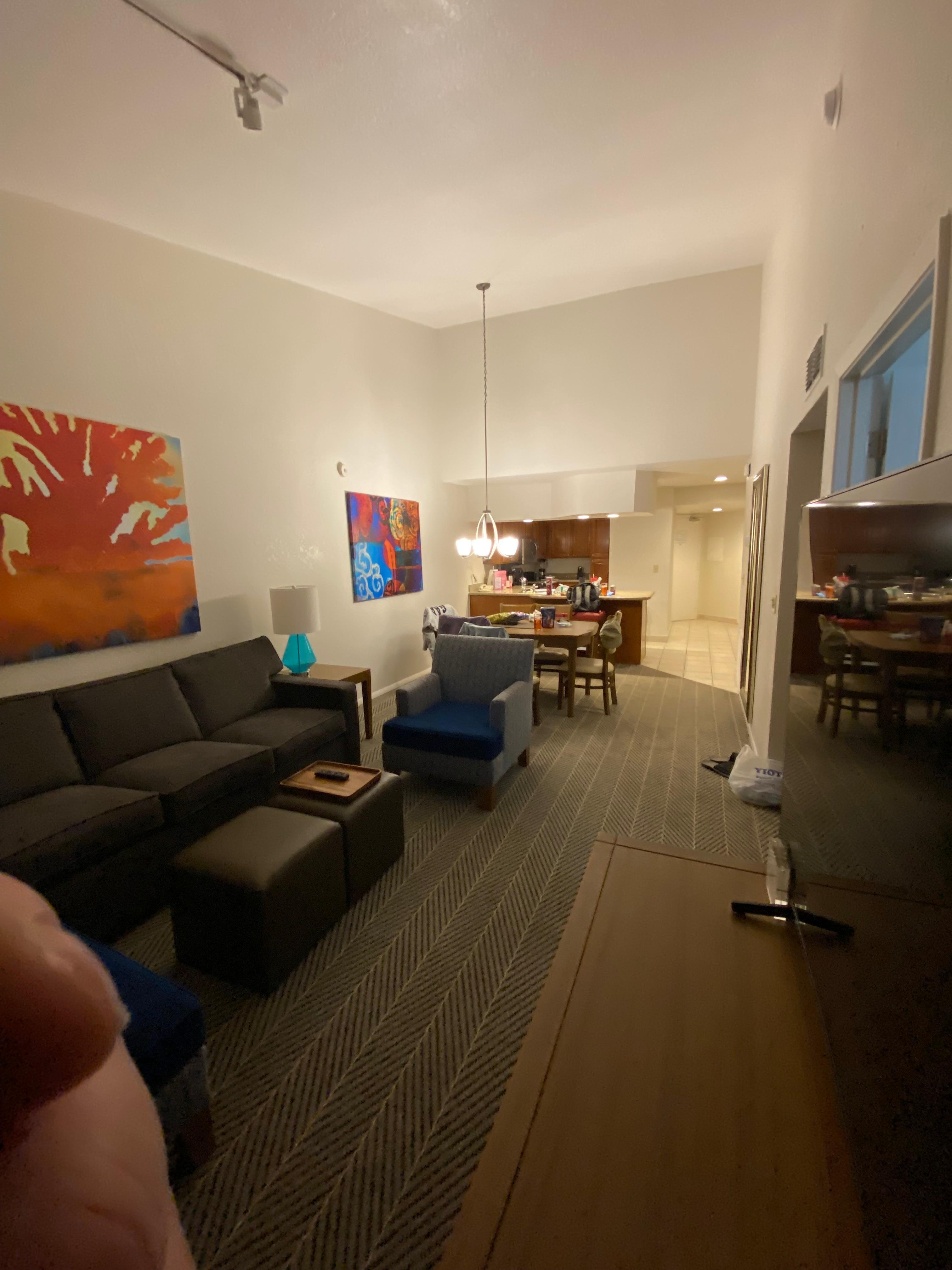 Lounge area looking back at the dining area and kitchen