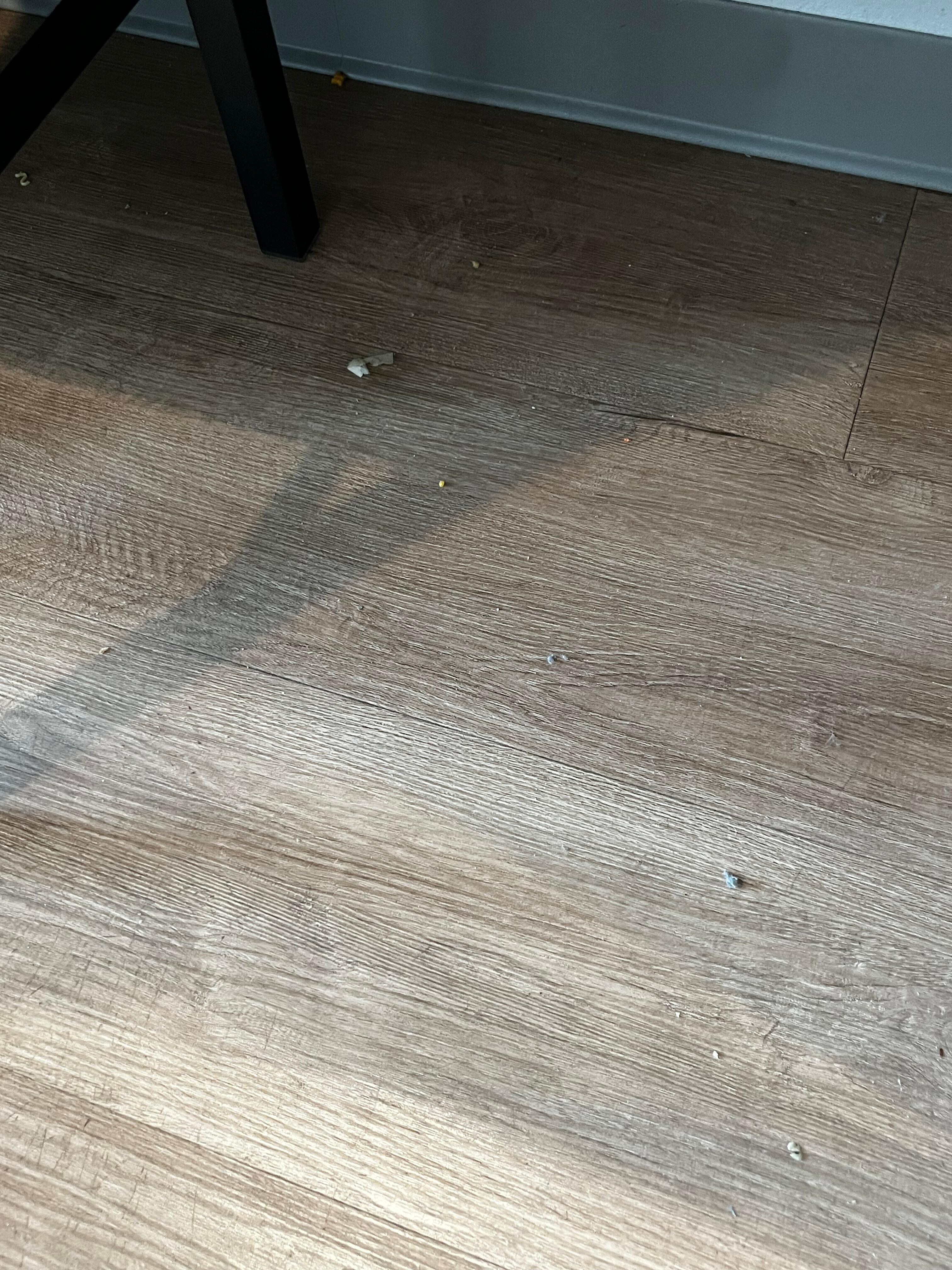 Floor under the table. I asked for it to be cleaned and no response. 