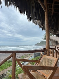 Views from the room balcony. This is the beachfront front rooms(the balcony face the beach. Jungle rooms is the row behind and will face the back of the beachfront room, ocean front only has a corner room partially facing the beach)