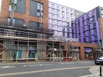 Surrounded by scaffolding