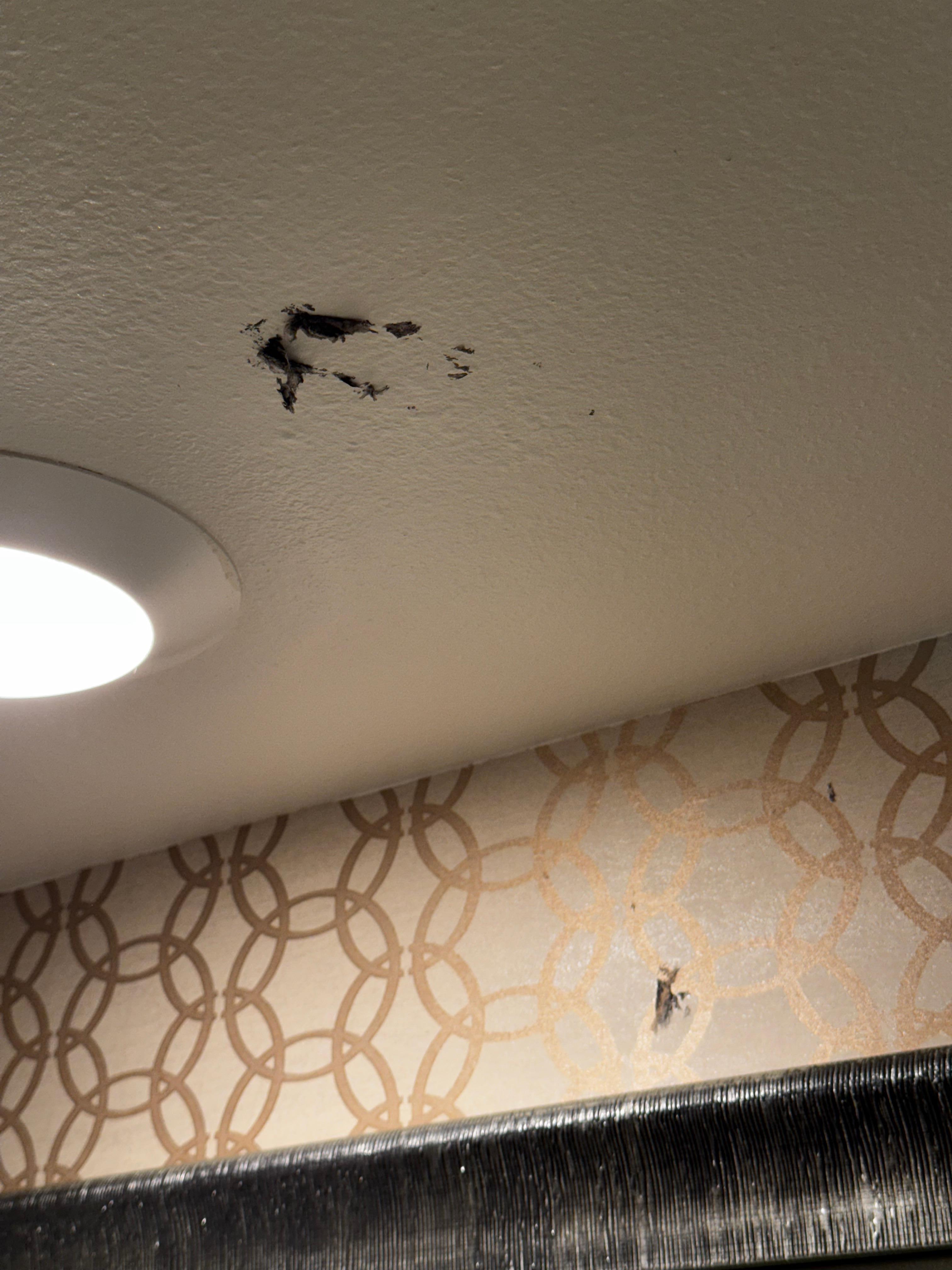 Dirt on ceiling of bathroom