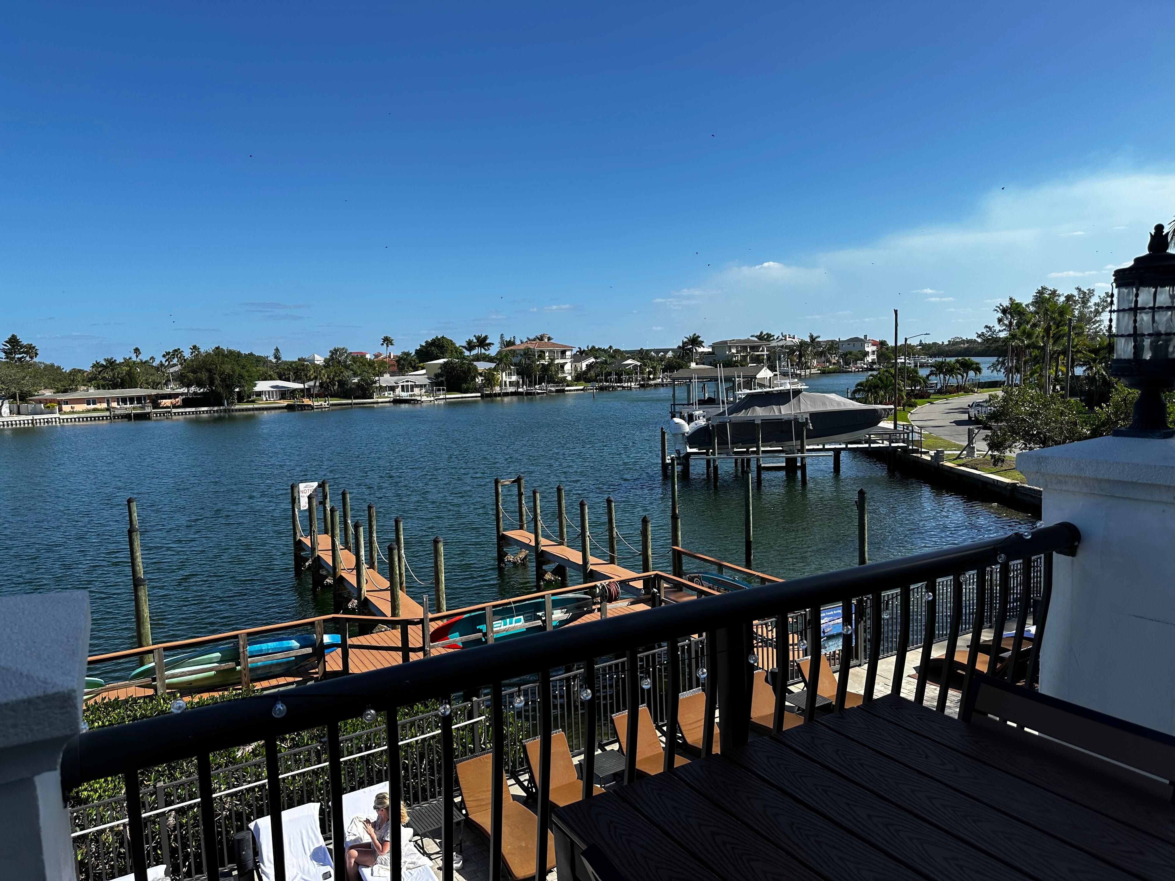 The outside deck off the back of the restaurant.