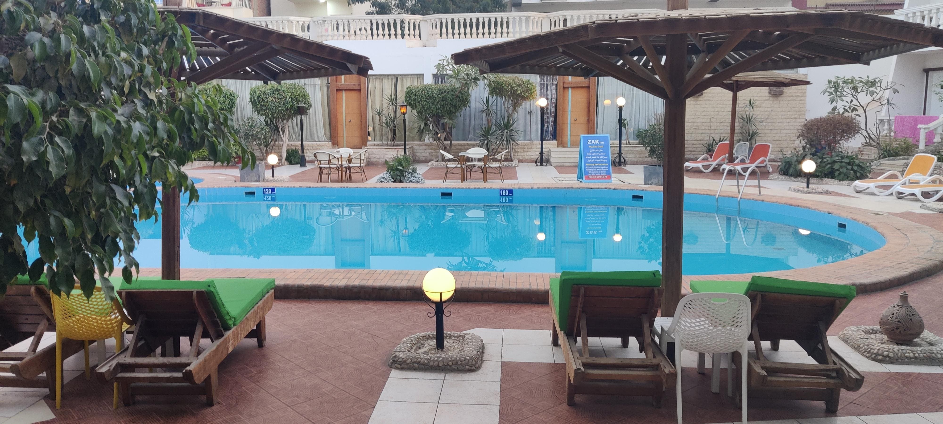 Evening view of pool area. Fantastic in the day with the sun