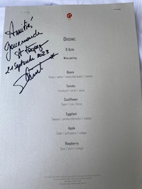 Signed menu from the chief