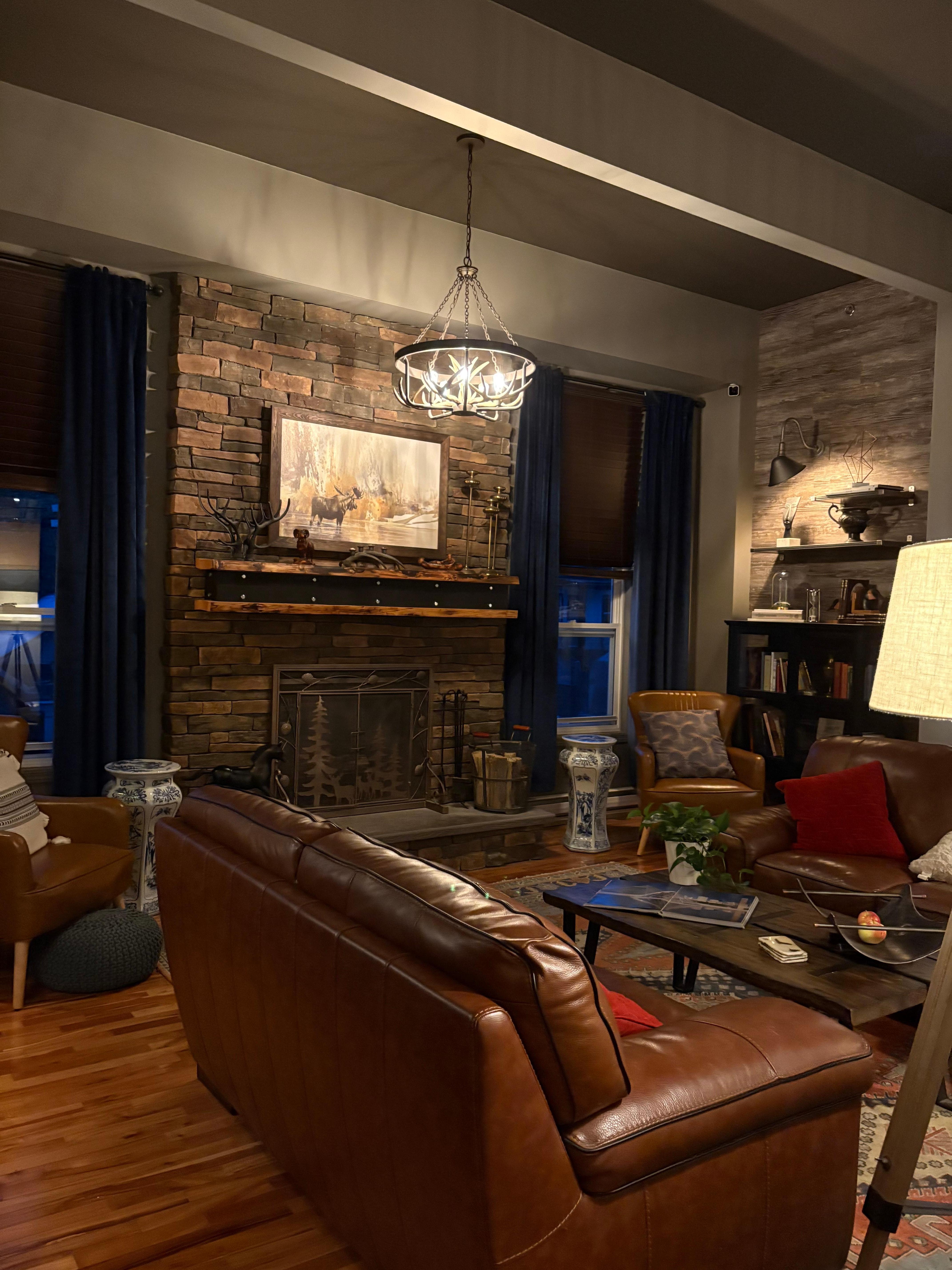 Enjoyed a coffee by fireplace 