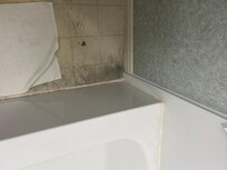 Very stained and has cigarette burns and lighter burns.
