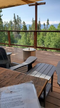 View from the inside dining table! You can also see the deck sunshade in the picture.