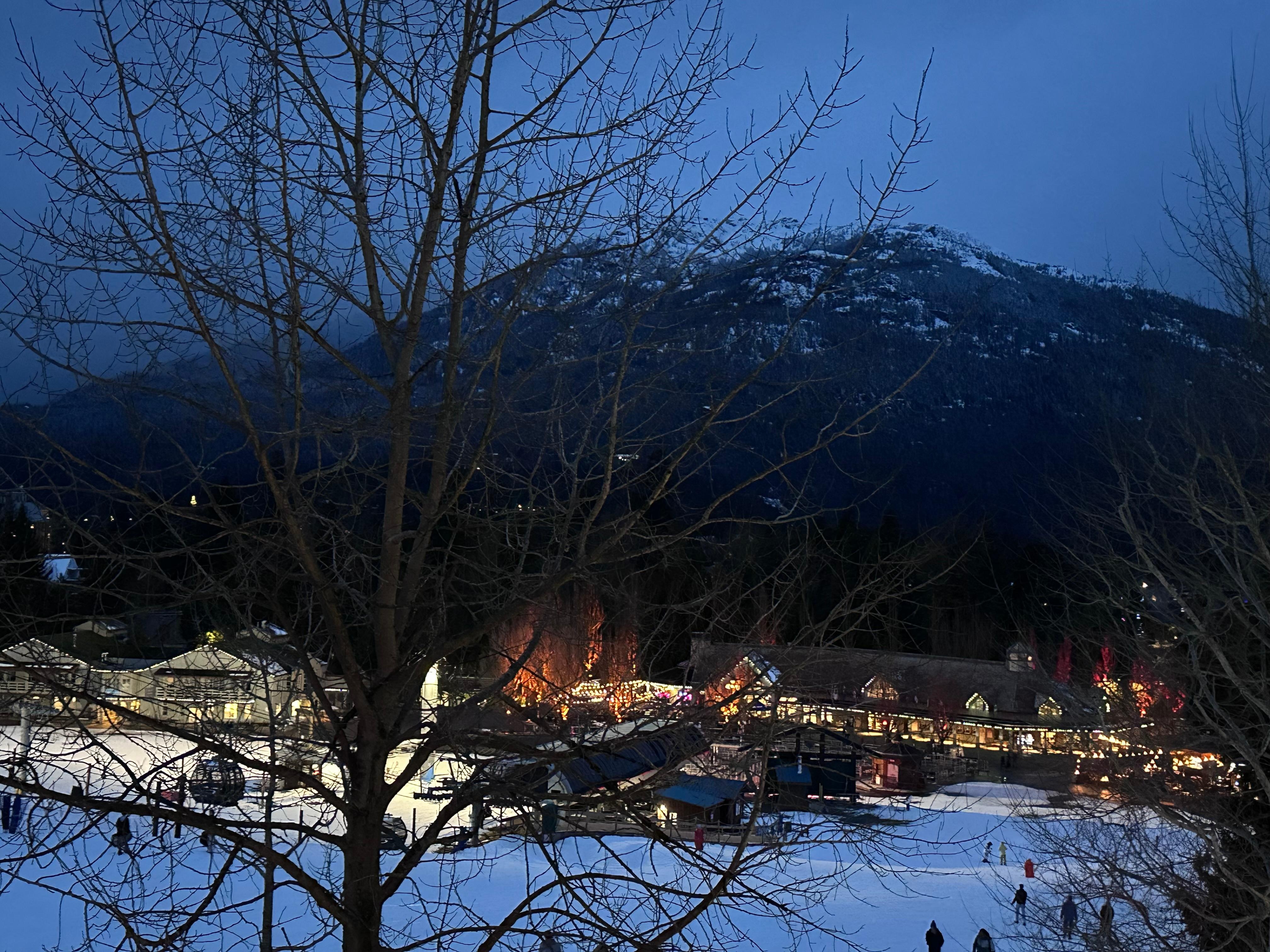 Night view from the porch of the blackcomb gondola