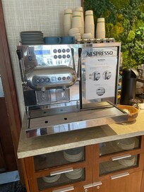 Coffee machine offers a large selection of coffee.