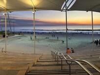 Beach volleyball in the evening