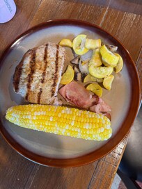 Grilled veggies and pork