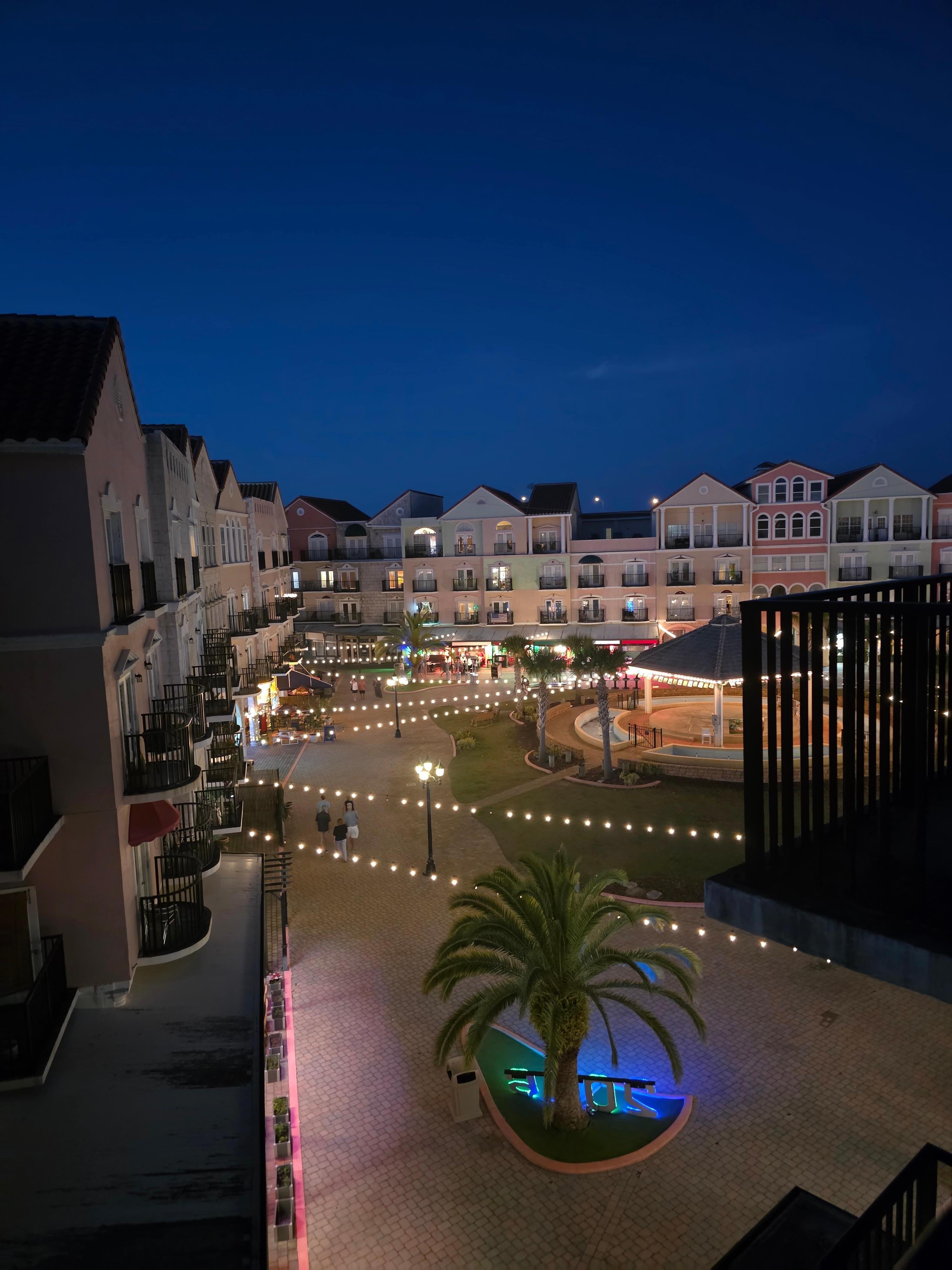 View from our balcony into the courtyard.