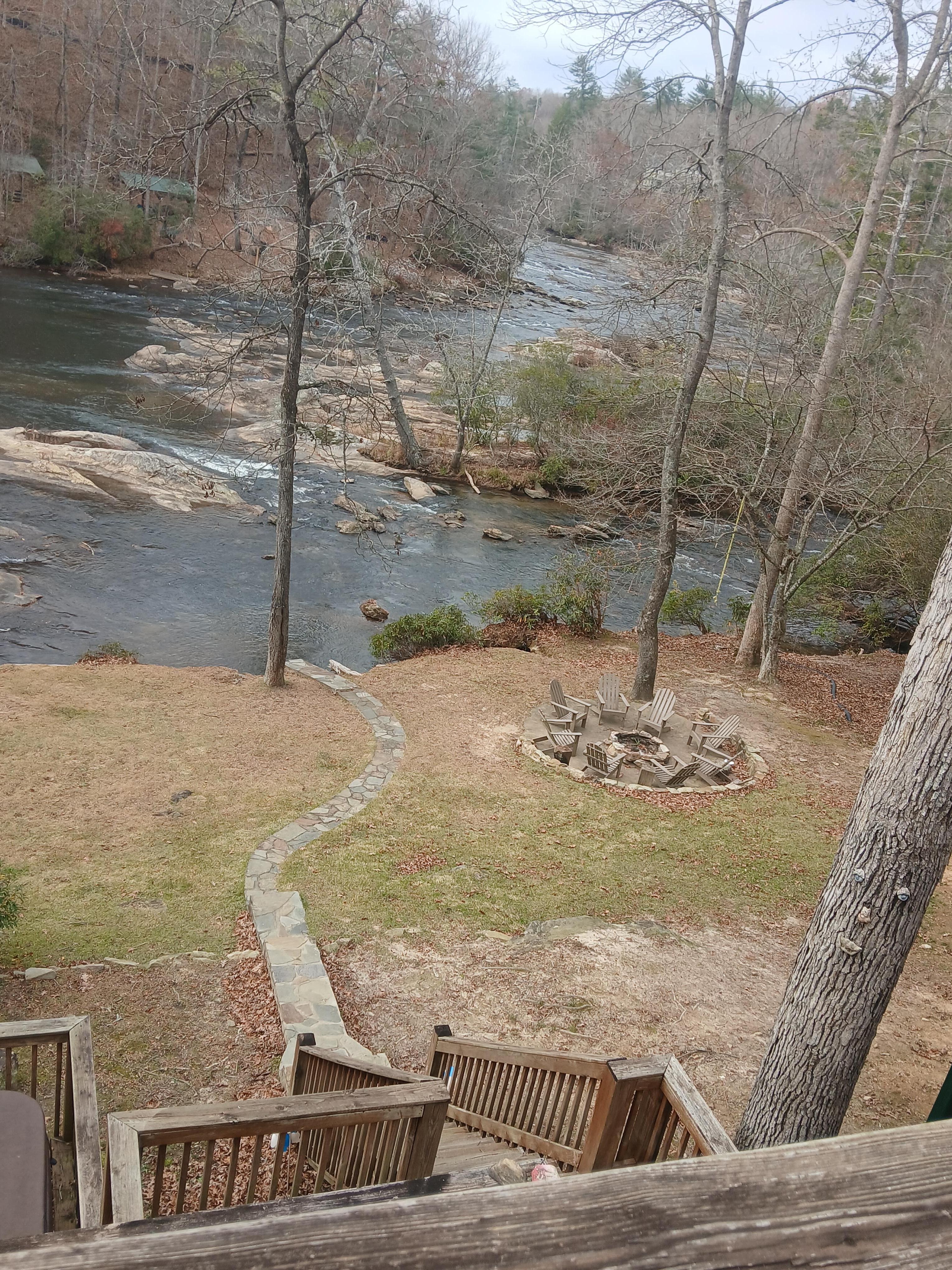 River shot from balcony of 1st floor balcony of 1st guest room
