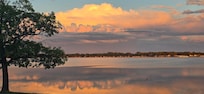 Lake view at sunset from porch