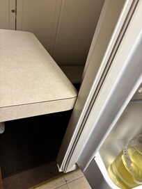 Refrigerator door hits counter