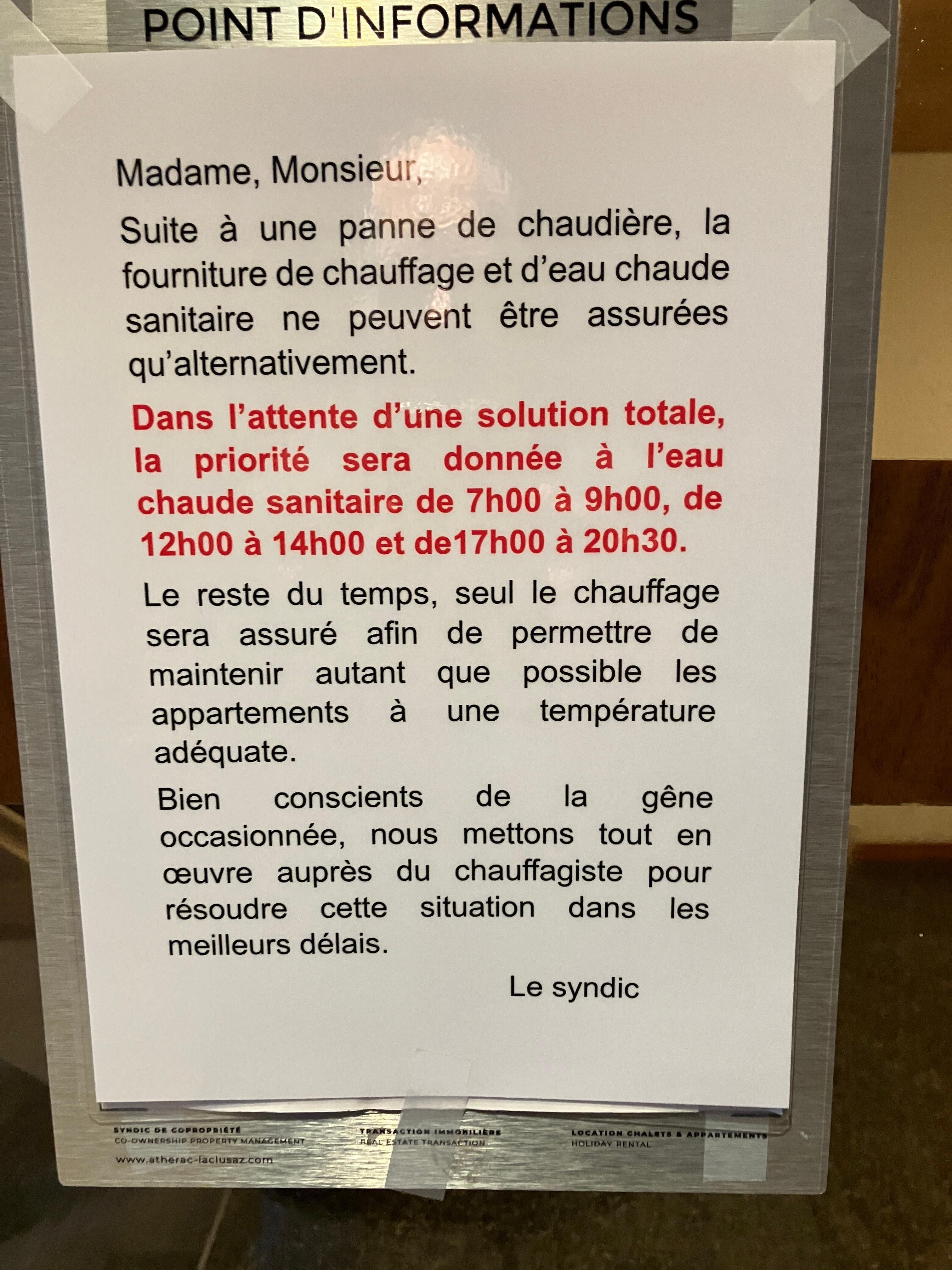 Après 3 jours sans eau chaude