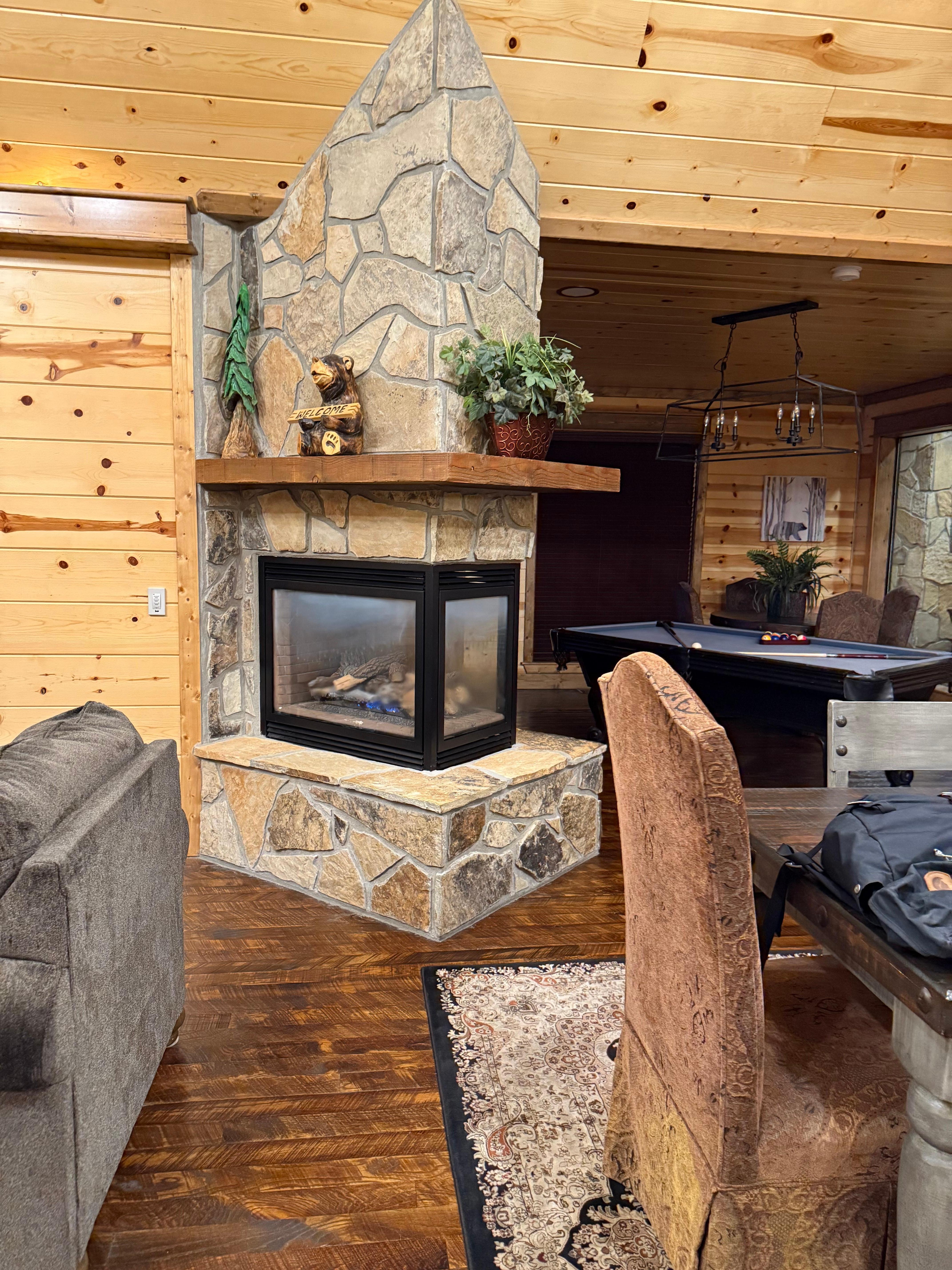 Love the indoor fireplace. 