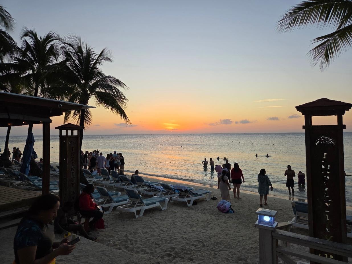 Beautiful sunset as seen from the pool.