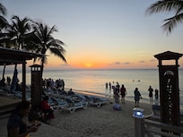 Beautiful sunset as seen from the pool.