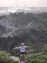 My granddaughter, so excited for our mini vacay. She wanted to live here forever.