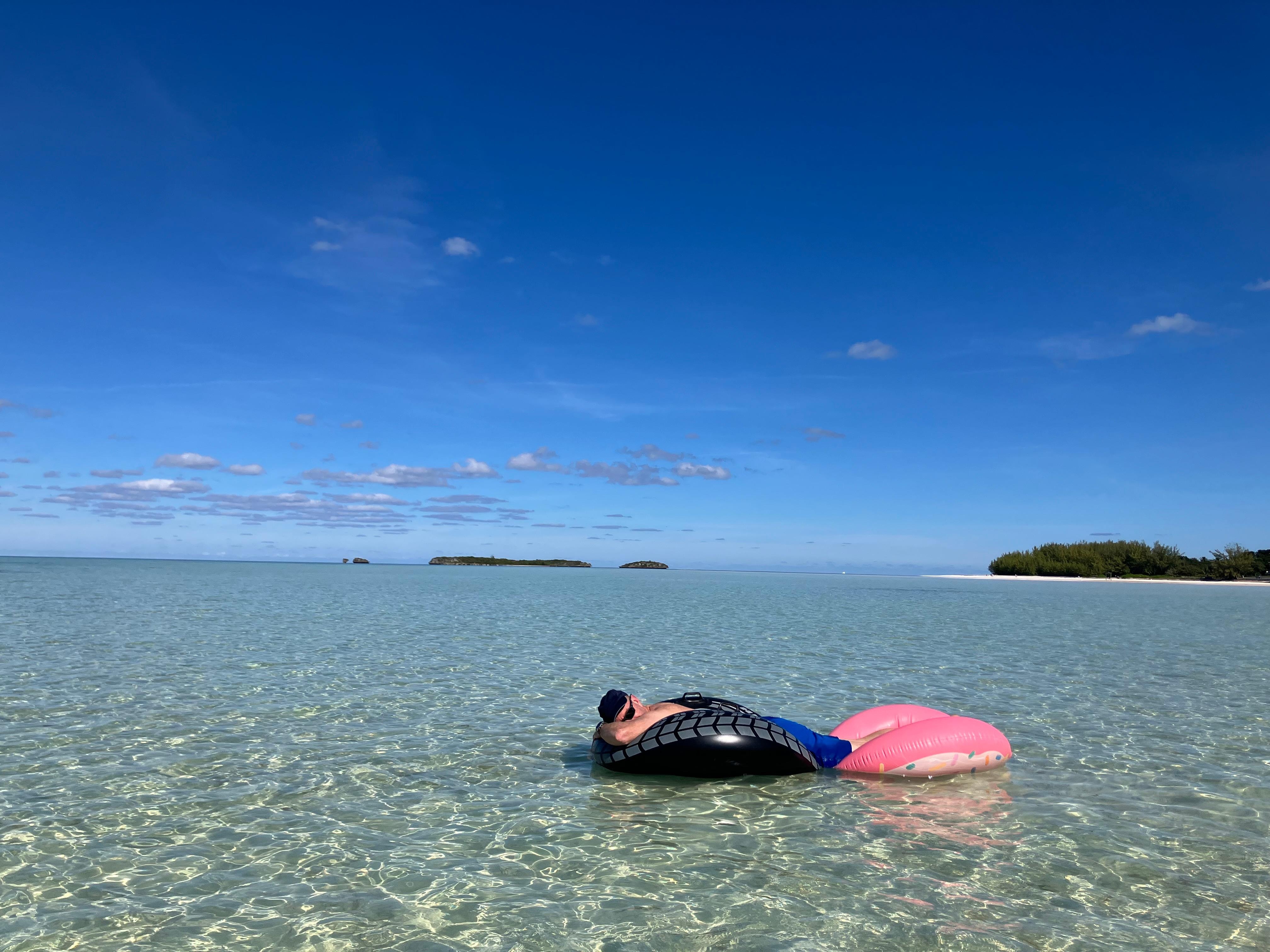 On a calm day, you can enjoy floating into the bay and walking back again.