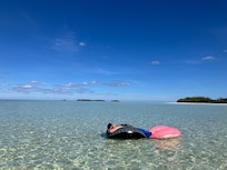 On a calm day, you can enjoy floating into the bay and walking back again.