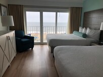 There’s a balcony overlooking the ocean