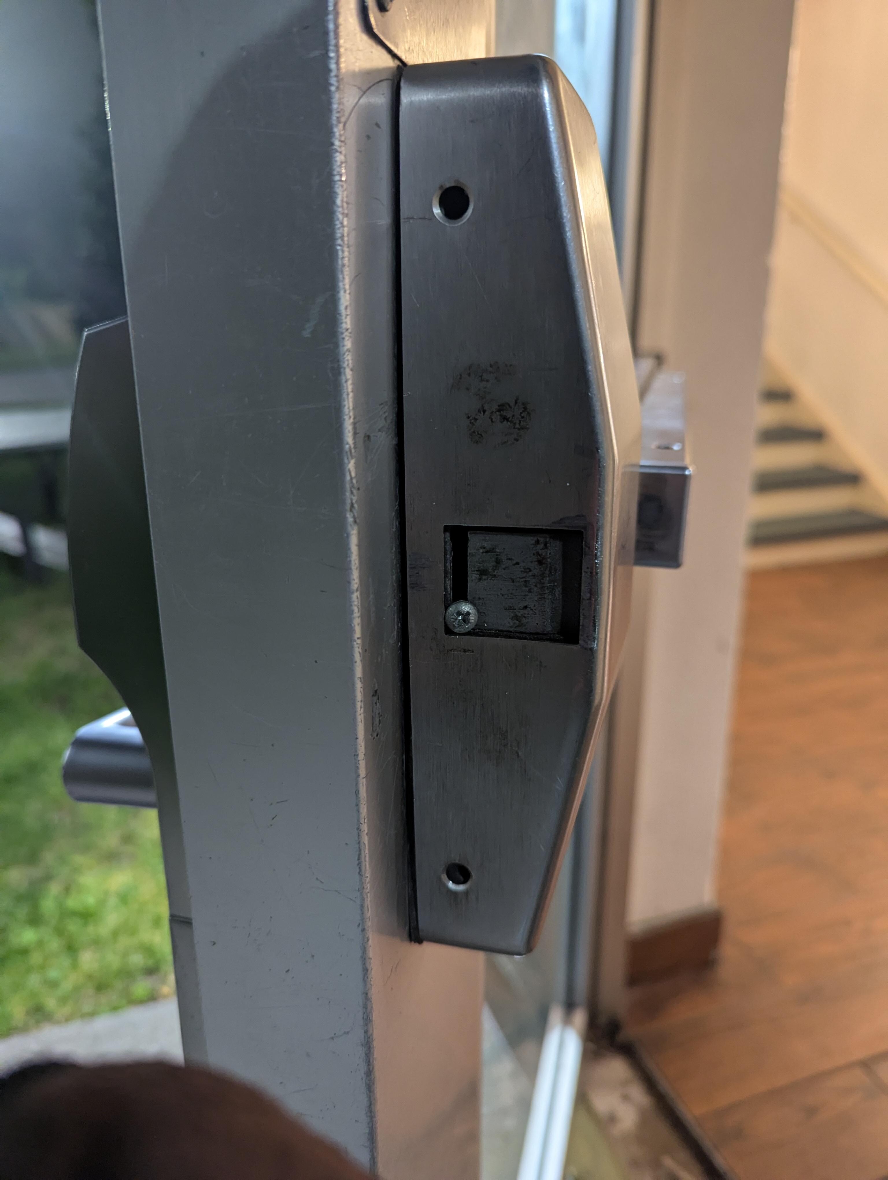 Screw jammed into the card access entry door on the back end of the hotel. We removed it, the staff was "greatful?"