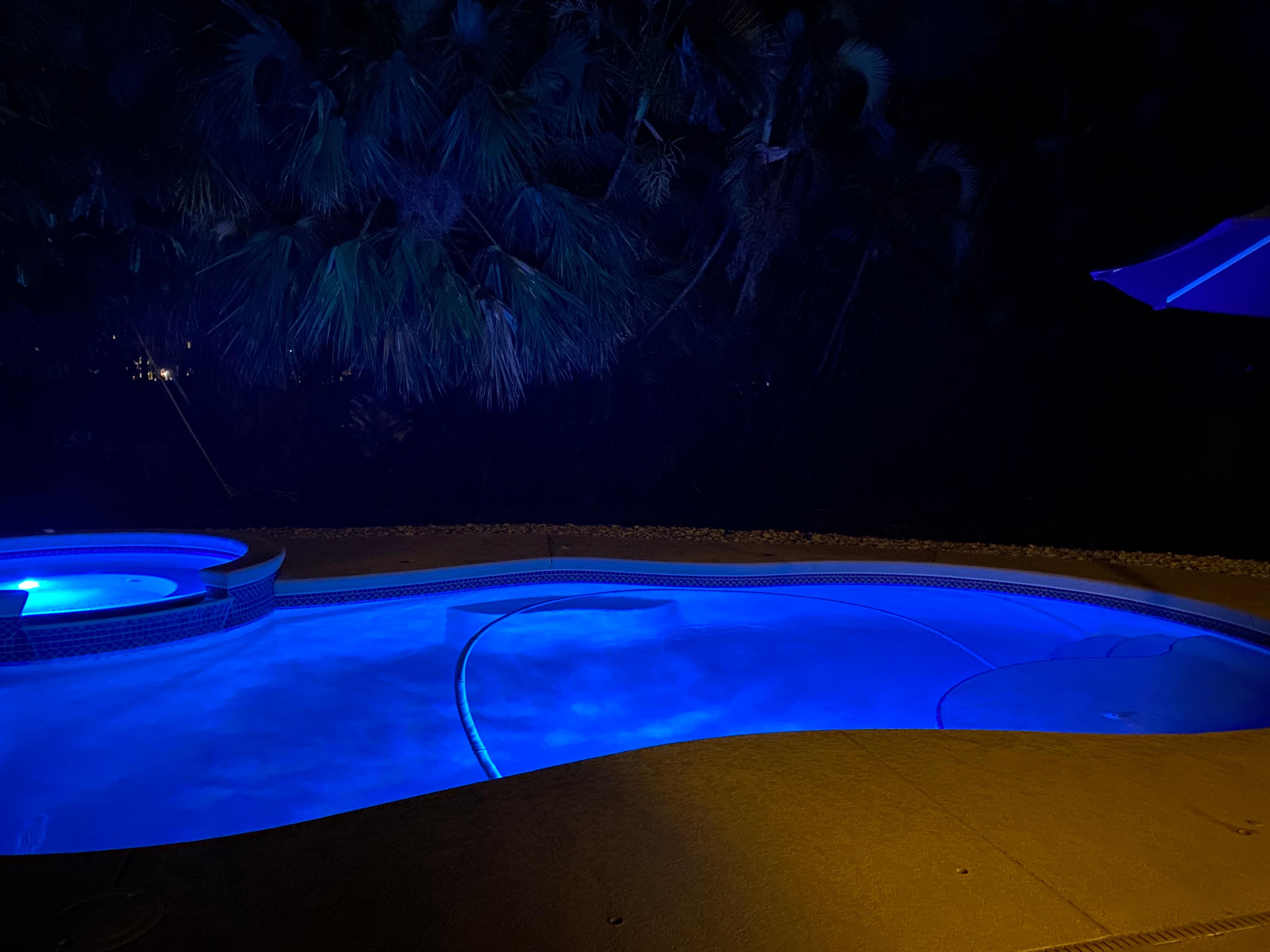 Pool at night, everything controlled with an app!