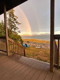 Treated to a beautiful rainbow after a quick shower. This is taken from the deck