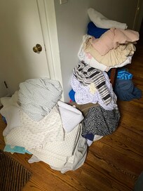 Pile of laundry inside front door left there for about 4 days.