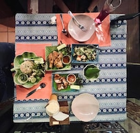 Our meal on the restaurant terrace! Soooo good!