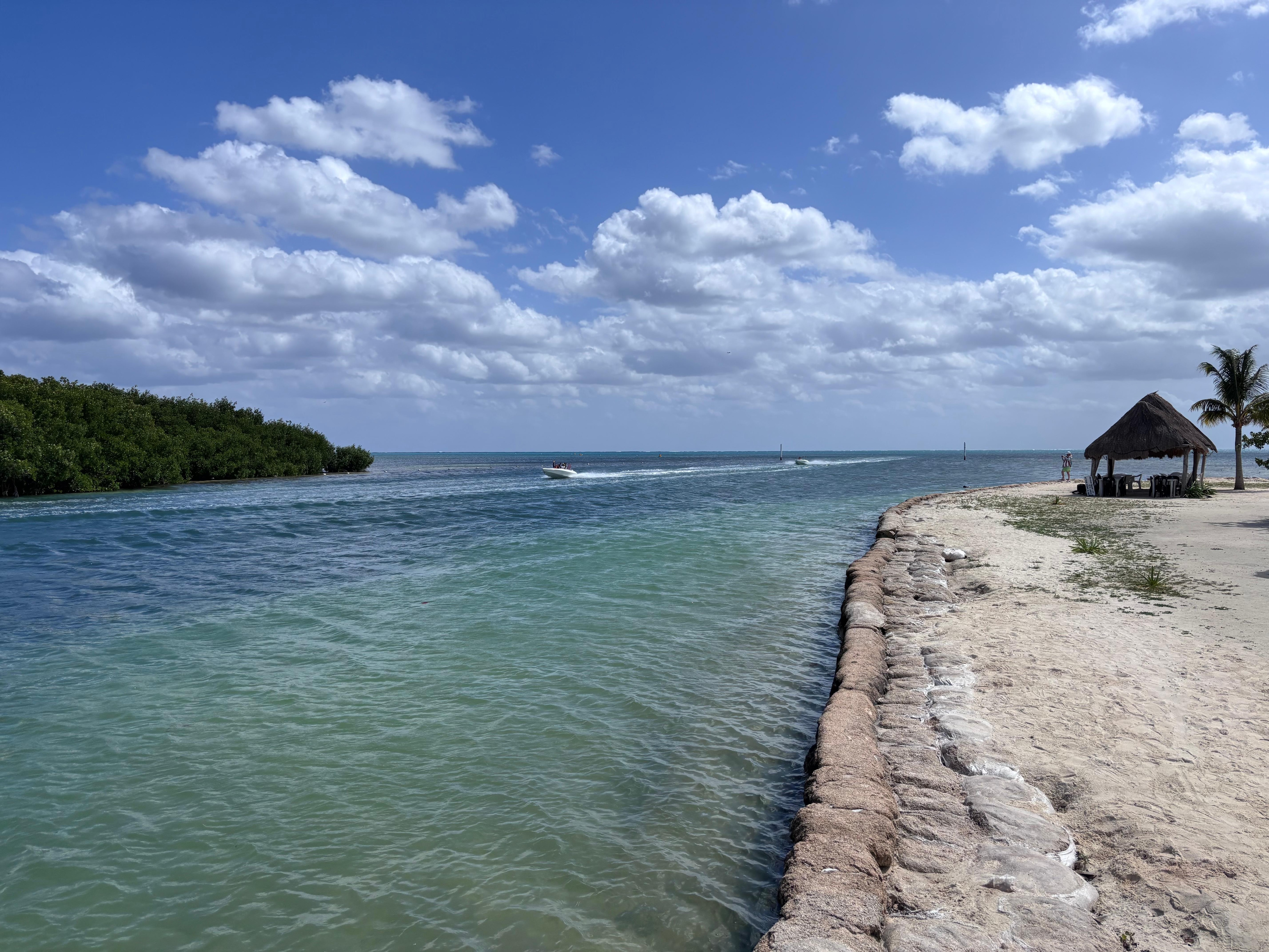 A picture of the nearby beach which advises against swimming because of crocodiles.