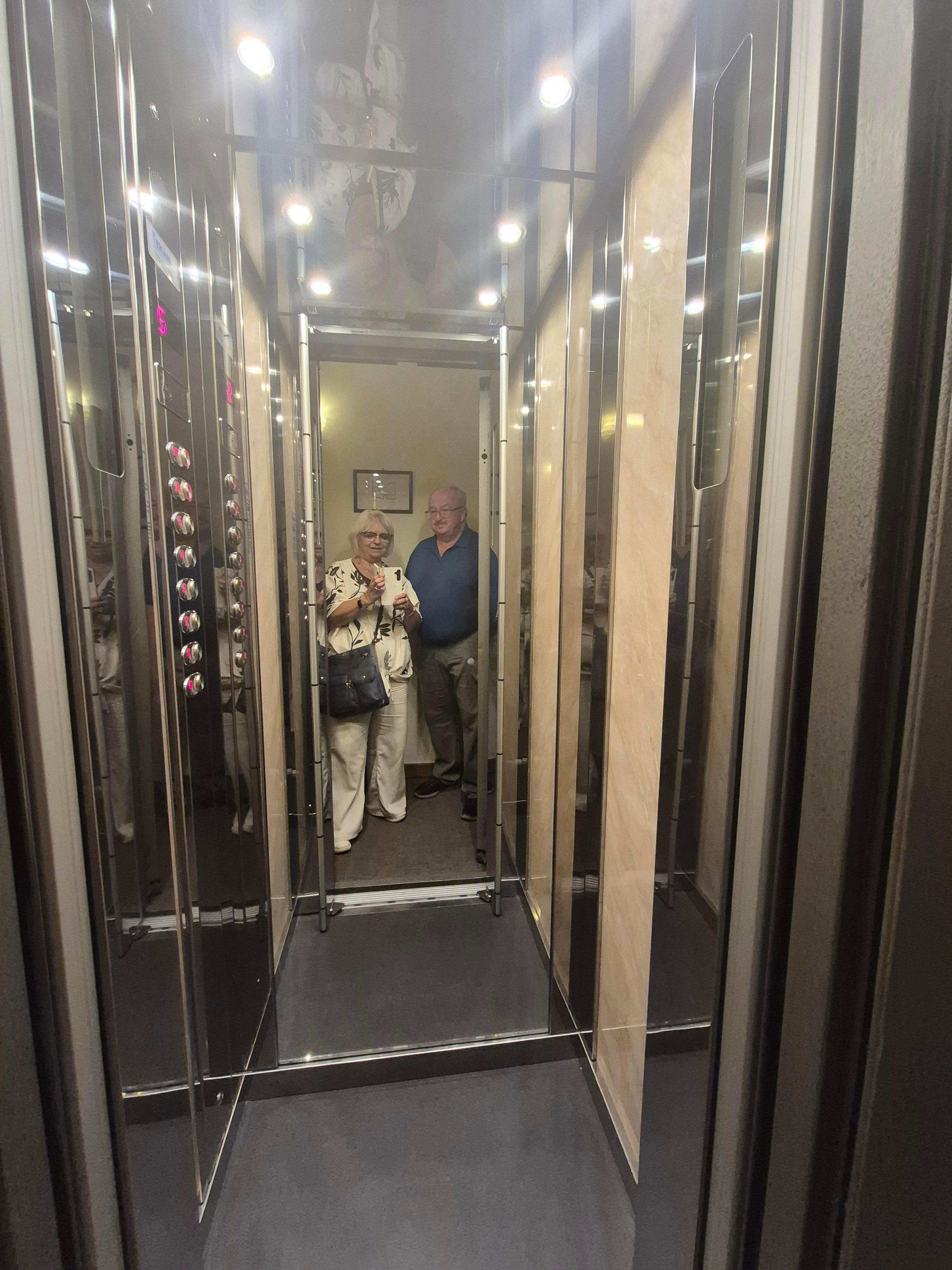 There is an elevator but it is small. We thought it was so quaint