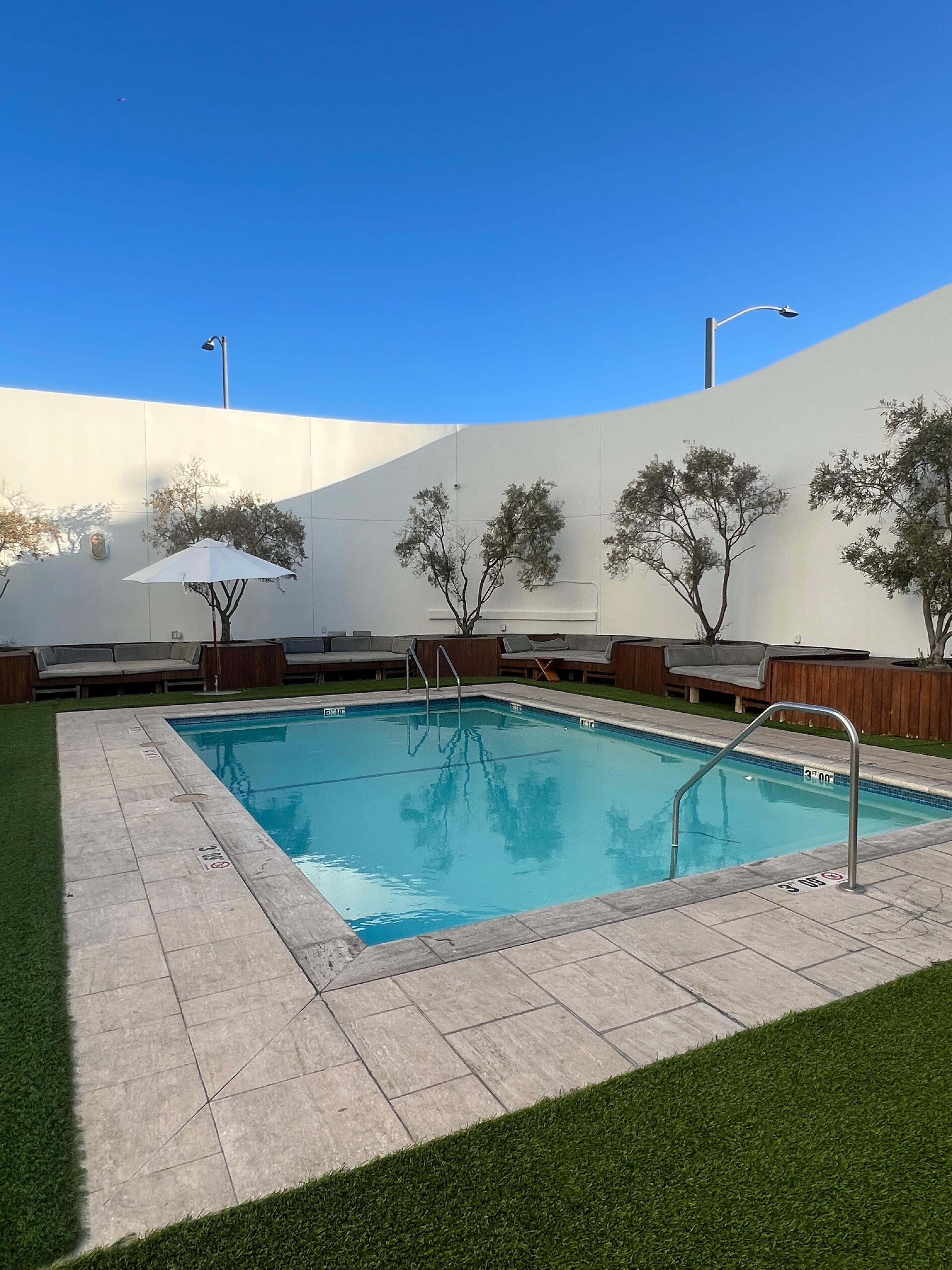 The pool area.