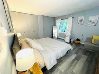 Upstairs master bedroom with master bathroom.