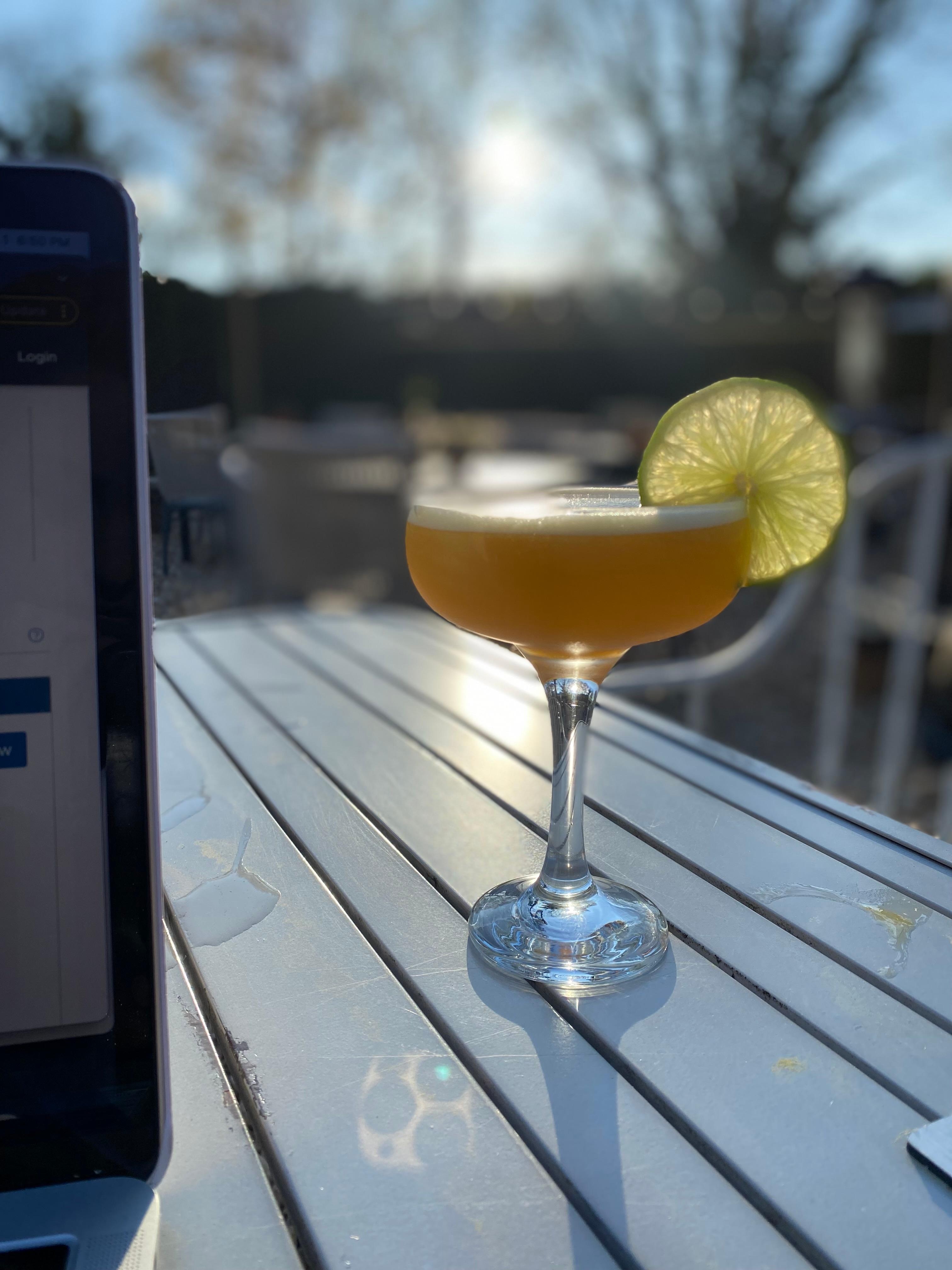 Passionfruit Martini in the courtyard while I did some work in the sun!