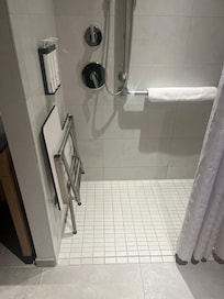 Spacious handicapped shower. Very clean